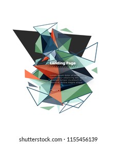 Triangular design abstract background, landing page. Low poly style colorful triangles on white. Vector illustration