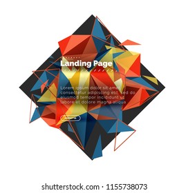 Fondo abstracto de diseño triangular, página de inicio. Triángulos coloridos de bajo estilo polaco sobre blanco. Ilustración del vector