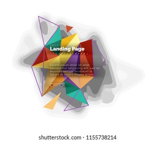 Triangular design abstract background, landing page. Low poly style colorful triangles on white. Vector illustration