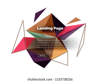 Fondo abstracto de diseño triangular, página de inicio. Triángulos coloridos de bajo estilo polaco sobre blanco. Ilustración del vector