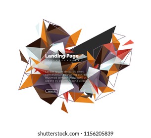 Fondo abstracto de diseño triangular, página de inicio. Triángulos coloridos de bajo estilo polaco sobre blanco. Ilustración del vector