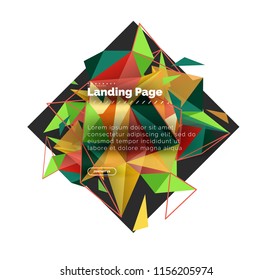 Triangular design abstract background, landing page. Low poly style colorful triangles on white. Vector illustration