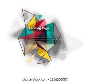 Triangular design abstract background, landing page. Low poly style colorful triangles on white. Vector illustration