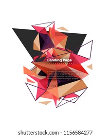 Triangular design abstract background, landing page. Low poly style colorful triangles on white. Vector illustration