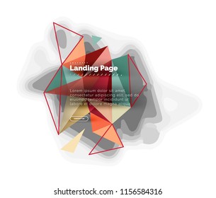Triangular design abstract background, landing page. Low poly style colorful triangles on white. Vector illustration