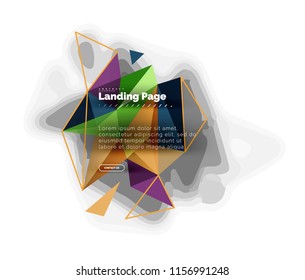 Triangular design abstract background, landing page. Low poly style colorful triangles on white. Vector illustration