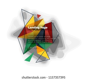 Triangular design abstract background, landing page. Low poly style colorful triangles on white. Vector illustration