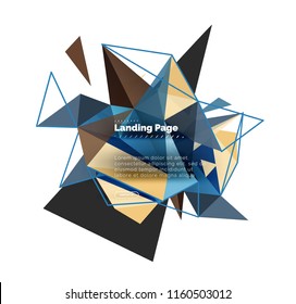 Triangular design abstract background, landing page. Low poly style colorful triangles on white. Vector illustration