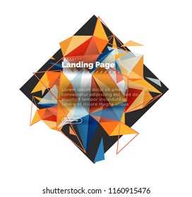 Triangular design abstract background, landing page. Low poly style colorful triangles on white. Vector illustration
