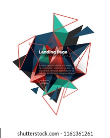 Triangular design abstract background, landing page. Low poly style colorful triangles on white. Vector illustration