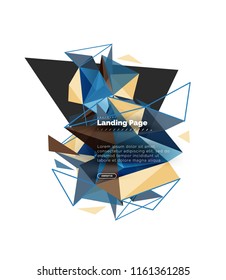 Triangular design abstract background, landing page. Low poly style colorful triangles on white. Vector illustration