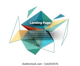 Fondo abstracto de diseño triangular, página de inicio. Triángulos coloridos de bajo estilo polaco sobre blanco. Ilustración del vector