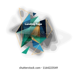 Triangular design abstract background, landing page. Low poly style colorful triangles on white. Vector illustration
