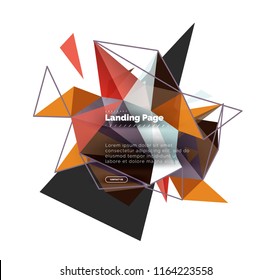Dreieckiger Design abstrakter Hintergrund, Landing Page. Farbige Dreiecke im Low-Poly-Stil auf Weiß. Vektorgrafik