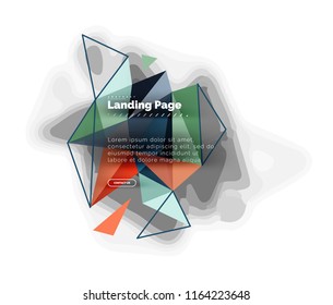Triangular design abstract background, landing page. Low poly style colorful triangles on white. Vector illustration