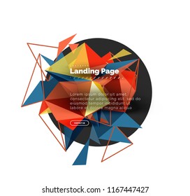 Fondo abstracto de diseño triangular, página de inicio. Triángulos coloridos de bajo estilo polaco sobre blanco. Ilustración del vector