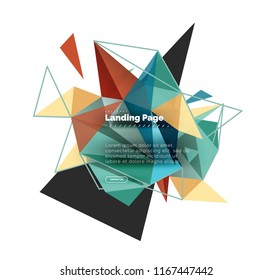 Triangular design abstract background, landing page. Low poly style colorful triangles on white. Vector illustration