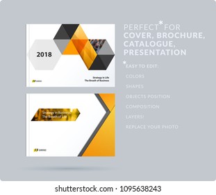 Triangular design presentation template with colourful rectangles shadows. Abstract vector set of modern horizontal banners