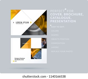 Triangular design presentation template with colourful triangles and diagonals. Abstract vector set of modern horizontal banners