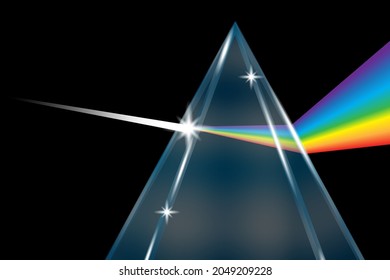 Icône de prisme optique triangulaire dispersif. Symbole du phénomène physique. Effet de lumière. Illustration vectorielle. Image de stock.