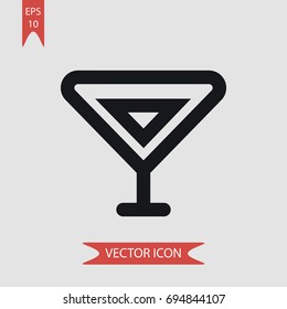 Triangular drink glass vector icon, illustration symbol 