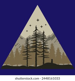 triangular emblem with forest image