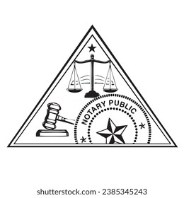 Triangular emblem to illustrate the Notary Public with the symbols accompanying this specialty