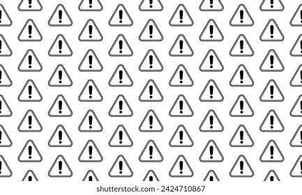 Triangular exclamation mark warning sign seamless pattern background