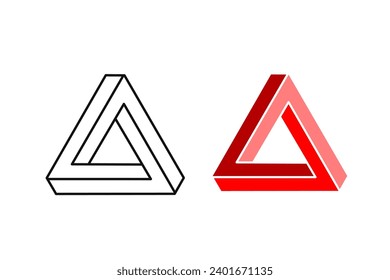 Triangular figure icon vector on white background. optical illusion icon