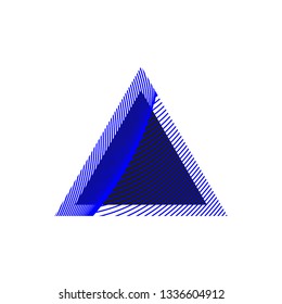 triangular figure symbol in blue and black color with texture and volumetric effect