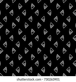 Triangular figures wallpaper. Repeated geometrical figures background. Seamless surface pattern design with polygons. Mosaic motif. Digital paper with jagged triangles for web designing. Vector art.