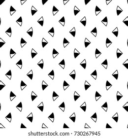 Triangular figures wallpaper. Repeated geometrical figures background. Seamless surface pattern design with polygons. Mosaic motif. Digital paper with jagged triangles for web designing. Vector art.