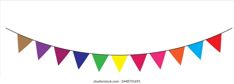 
Triangular flag in a colorful celebration. colorful party 2D triangle flag on transparent background. Vector illustration. Illustration material: colorful triangle flag · 