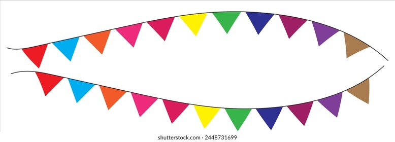 
Bandera triangular en una celebración colorida. bandera triangular 2D de fiesta colorida sobre fondo transparente. Ilustración vectorial. Material de ilustración: bandera de triángulo colorido · 