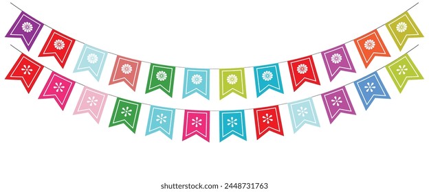 
Bandera triangular en una celebración colorida. bandera triangular 2D de fiesta colorida sobre fondo transparente. Ilustración vectorial. Material de ilustración: bandera de triángulo colorido · 