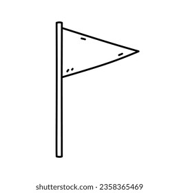Triangular flag isolated on white background. Vector hand-drawn illustration in doodle style. Perfect for cards, decorations, logo, various designs.
