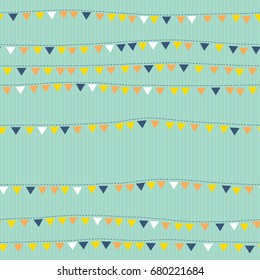 Triangular flags on string seamless pattern. Bunting