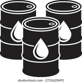 Triangular Formation of Black Oil Drums with Droplet Symbol