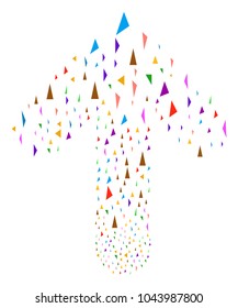 Triangular Fragments illustration done in the figure of ahead path arrow. Ahead directional arrow shape composed from triangular fragments pictographs.