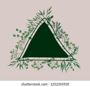triangular frame with laurel leafs