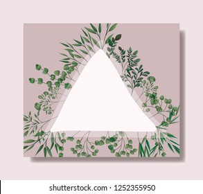 triangular frame with laurel leafs