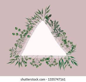 triangular frame with laurel leafs