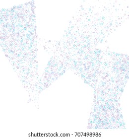 Triangular geometric Scattered on white background made of little blue stars. Falling little Blue Confetti stars. Scatter made of blue falling confetti stars. Vector illustration.