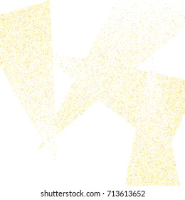 Triangular geometric Scattered on white background made of little gold stars. Scatter made of gold glitter falling confetti stars. Vector illustration.