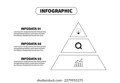 Diseño de geometría triangular de diseño de infografía 3 opciones. El plan de esquema presenta un vector de plantilla en tres pasos. Diseño de flujo de trabajo de concepto creativo, diagrama, opciones de pasos empresariales, banner y web