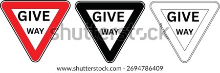 

A triangular give way road safety sign alerts drivers to slow down, be cautious, and yield to traffic for safe driving