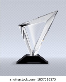 triangular glass award on transparent background vector illustration
