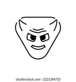 Triangular gloating character black line icon. Mascot of emotions. Pictogram for web page, mobile app, promo