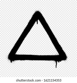 Triangular graffiti spray banner. Graphic spray paint frame on transparent background