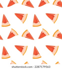 Triangular grapefruit slices. Bright and modern pattern. Seamless pattern in vector. Suitable for prints and backgrounds.